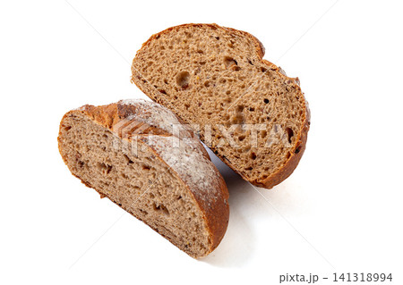 whole rye malt multigrain bread loaves with cereal seeds dusting 141318994