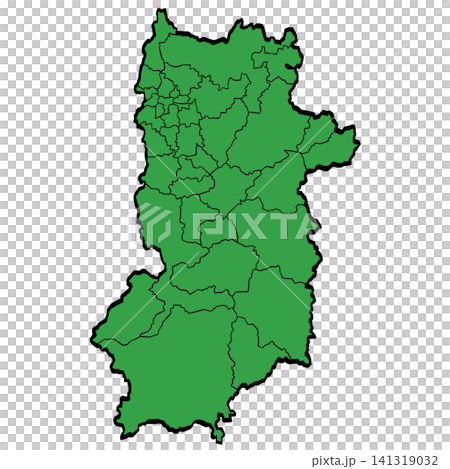 奈良縣地圖:市町村(綠色/筆觸風格) 奈良縣地圖:市町村(綠色/筆觸風格) 141319032