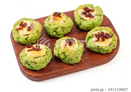 green tea matcha scone with cranberry and cream cheese filling green tea matcha scone with cranberry and cream cheese filling 141319067