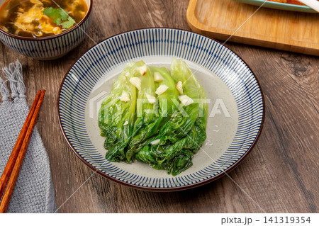 chinese Blanche_d Lettuce with Soy Sauce and Garlic, Garlicky Romaine Lettuce chinese Blanche_d Lettuce with Soy Sauce and Garlic, Garlicky Romaine Lettuce 141319354