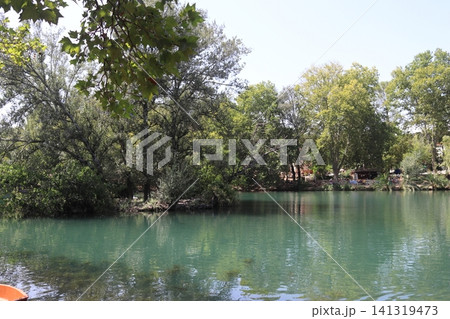 Albufera de Anna lake with turquoise water and green trees in Valencia, Spain Albufera de Anna lake with turquoise water and green trees in Valencia, Spain 141319473