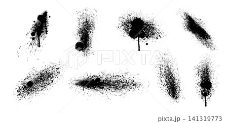 Black mmud splatters, ink drops and paint spray Black mmud splatters, ink drops and paint spray 141319773