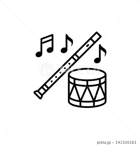 Revolutionary War Fife and Drum Music Line Icon Revolutionary War Fife and Drum Music Line Icon 141320161