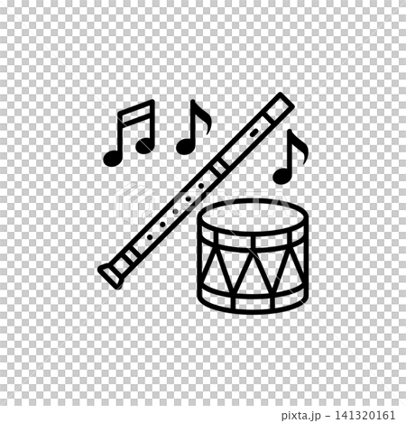 Revolutionary War Fife and Drum Music Line Icon Revolutionary War Fife and Drum Music Line Icon 141320161