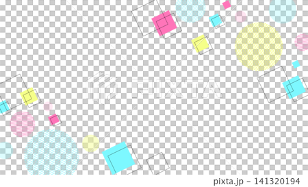 Colorful Memphis geometric frame background, dreamy and cute, light blue, pink, yellow, landscape orientation (16:9 aspect ratio). Colorful Memphis geometric frame background, dreamy and cute, light blue, pink, yellow, landscape orientation (16:9 aspect ratio). 141320194