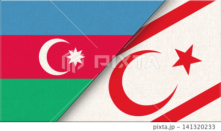 Double Flag of Azerbaijan and Northern Cyprus on Fabric Texture Double Flag of Azerbaijan and Northern Cyprus on Fabric Texture 141320233