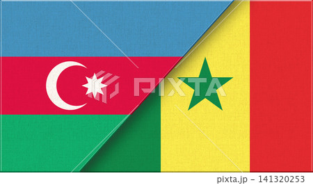 Double Flag of Azerbaijan and Senegal on Fabric Texture. Double Flag of Azerbaijan and Senegal on Fabric Texture. 141320253