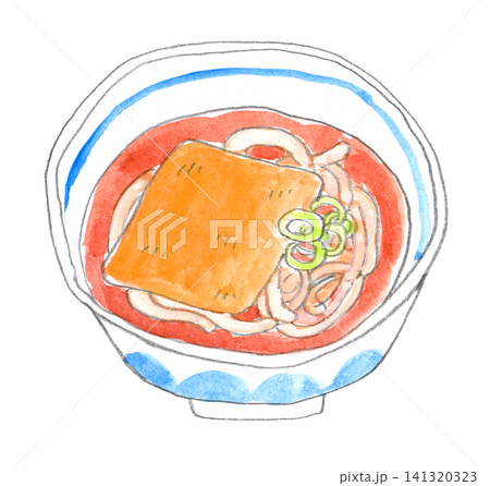 きつねうどんのラフな水彩画 141320323