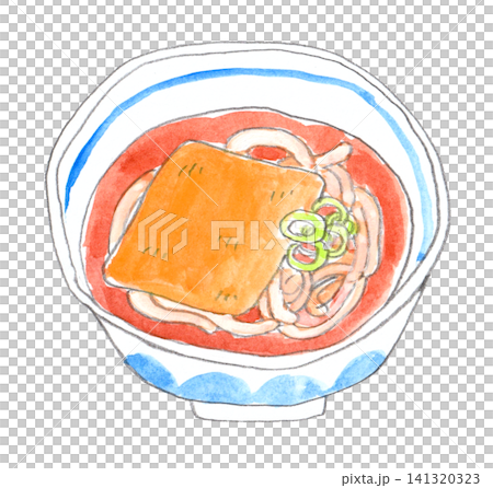 きつねうどんのラフな水彩画 141320323
