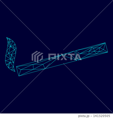 Smoking symbol. Cigarette low poly triangulation triangulated polygonal electric cyan blue vibrant aqua neon color outline contour line Smoking symbol. Cigarette low poly triangulation triangulated polygonal electric cyan blue vibrant aqua neon color outline contour line 141320505