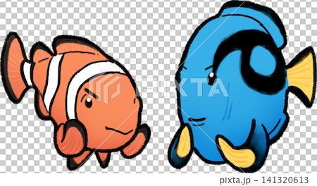 Clownfish and Blue Tang getting pumped up 141320613