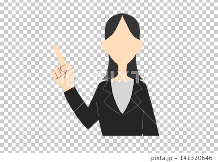 指を指すスーツ女性のイラスト 指を指すスーツ女性のイラスト 141320646