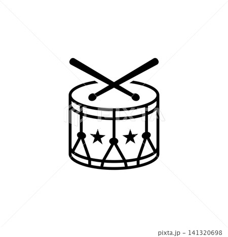 Patriotic Parade Drum with Drumsticks Line Icon Patriotic Parade Drum with Drumsticks Line Icon 141320698