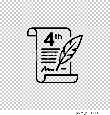 Declaration of Independence Scroll and Quill Line Icon Declaration of Independence Scroll and Quill Line Icon 141320699