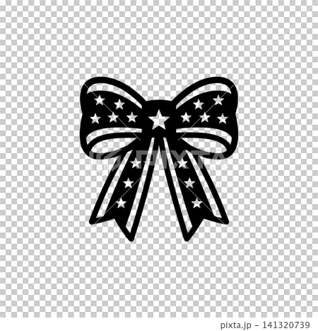 Independence Day Patriotic Ribbon Bow Line Icon 141320739