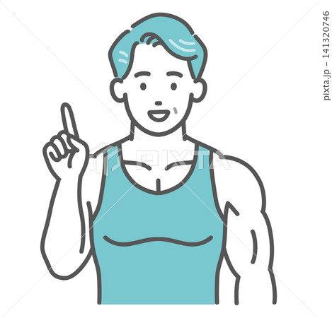 筋肉質な中年男性が人差し指を立てて提案しているイラスト(ポイント・ひらめき) 筋肉質な中年男性が人差し指を立てて提案しているイラスト(ポイント・ひらめき) 141320746
