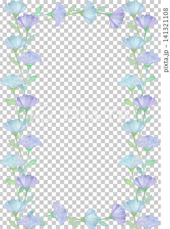 水彩で描いた青いお花のフレーム 141321108