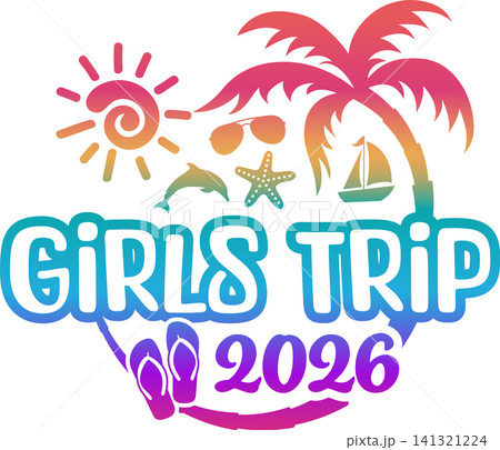 Girls Trip 2026 with Vacation and Trip Elements Palm Tree Sunglasses Dolphin Girls Trip 2026 with Vacation and Trip Elements Palm Tree Sunglasses Dolphin 141321224