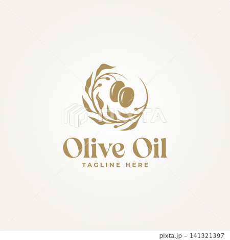 unique circle olive branch icon logo vector illustration design. simple modern virgin olive oil logo concept unique circle olive branch icon logo vector illustration design. simple modern virgin olive oil logo concept 141321397
