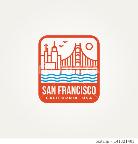 minimalist City San Francisco, state of California emblem line art icon logo vector illustration design. simple modern landmarks and famous building of san francisco skyline badge logo concept minimalist City San Francisco, state of California emblem line art icon logo vector illustration design. simple modern landmarks and famous building of san francisco skyline badge logo concept 141321403