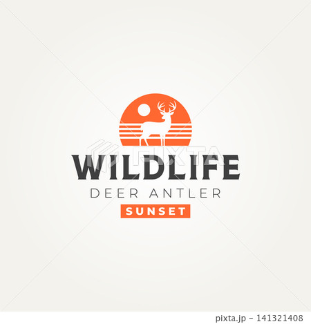 minimalist wildlife deer buck stag with sunset or sunrise view icon logo vector illustration design minimalist wildlife deer buck stag with sunset or sunrise view icon logo vector illustration design 141321408
