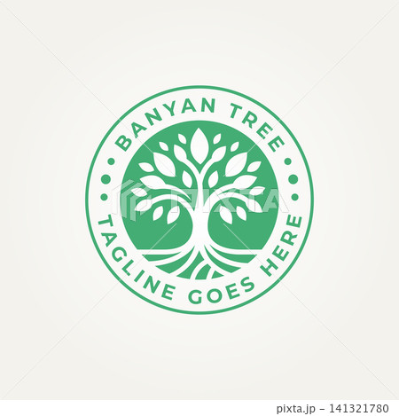minimalist oak banyan tree badge label logo vector illustration design. simple modern environment, nature, ecology emblem logo concept minimalist oak banyan tree badge label logo vector illustration design. simple modern environment, nature, ecology emblem logo concept 141321780