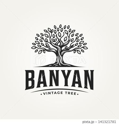 tree, banyan, logo, vector, graphic, icon, leaf, design, summer, isolated, nature, wood, illustration, landscape, forest, garden, green, creative, agriculture, plant, tropical, park, drawing, trees, 141321781
