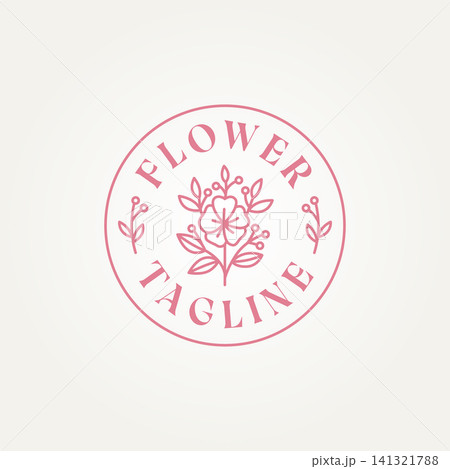 minimalist beauty botanical floral line art label logo badge vector illustration design. simple modern beauty salon, boutique, florist logo concept 141321788