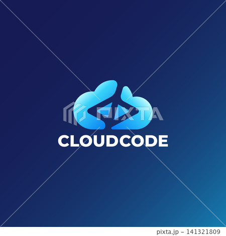 minimalist cloud coding label logo vector illustration design. simple modern coding, programmer, developer logo concept minimalist cloud coding label logo vector illustration design. simple modern coding, programmer, developer logo concept 141321809