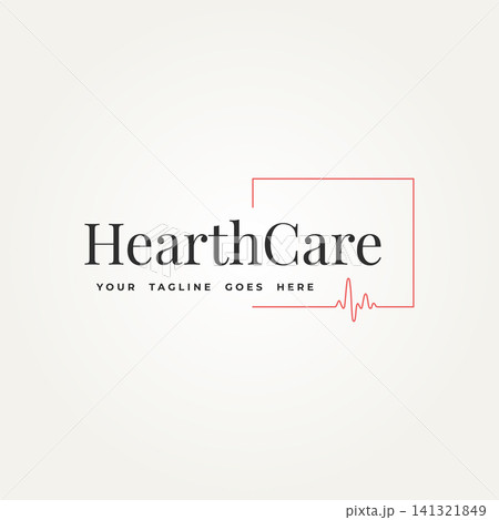 minimalist hearth care with heartbeat symbol line art icon logo vector illustration design. simple modern medical hospital logo concept 141321849