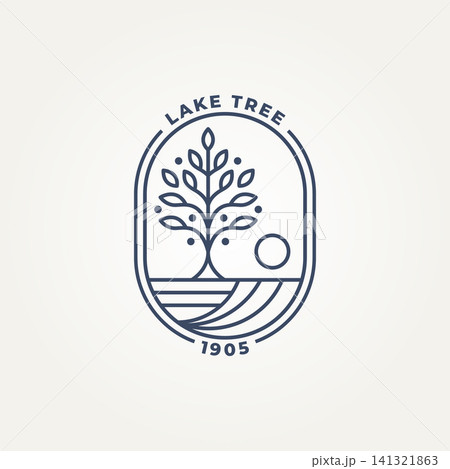 minimalist nature lake tree line art badge icon logo vector illustration design. modern simple recycling, environment, wellness emblem logo concept minimalist nature lake tree line art badge icon logo vector illustration design. modern simple recycling, environment, wellness emblem logo concept 141321863