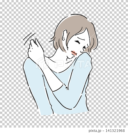 Adult women suffering from severe shoulder stiffness 141321968