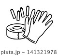 軍手とガムテープと乾電池_線画 141321978