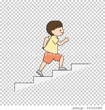 Illustration of a boy climbing the stairs 141322485