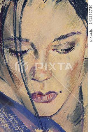 oil painting, portrait of a beautiful young woman oil painting, portrait of a beautiful young woman 141322730