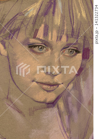 oil painting, portrait of a beautiful young woman oil painting, portrait of a beautiful young woman 141322734