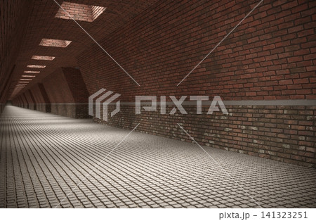 long corridor, interior visualization, 3D illustration long corridor, interior visualization, 3D illustration 141323251