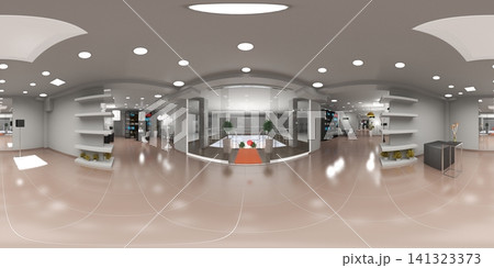 spherical panoramic render of the store, interior visualization, 3D illustration spherical panoramic render of the store, interior visualization, 3D illustration 141323373