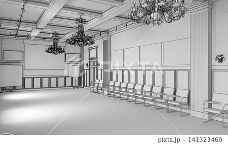 empty room, interior visualization, 3D illustration 141323460
