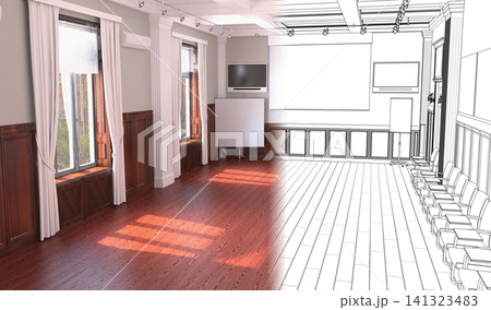 empty room, interior visualization, 3D illustration empty room, interior visualization, 3D illustration 141323483
