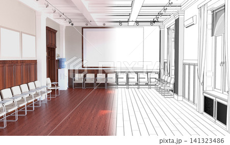 empty room, interior visualization, 3D illustration 141323486