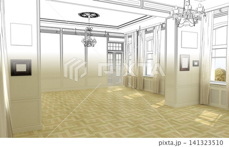 empty room, interior visualization, 3D illustration empty room, interior visualization, 3D illustration 141323510