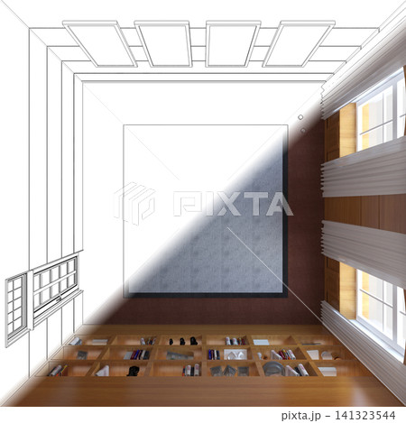empty room, interior visualization, 3D illustration empty room, interior visualization, 3D illustration 141323544