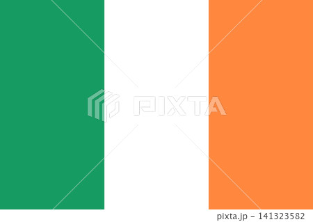 Official Ireland national flag in original proportions. Irish tricolor striped background. Vector illustration 141323582