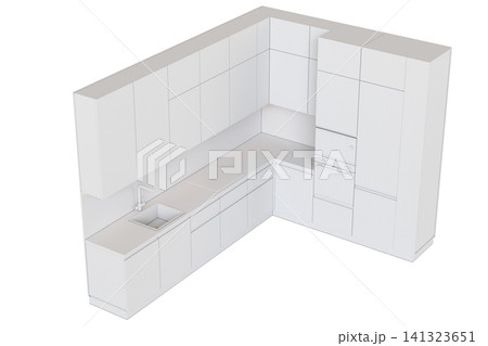 modern kitchen isolated on transparent background, home furniture, 3D illustration, cg render modern kitchen isolated on transparent background, home furniture, 3D illustration, cg render 141323651