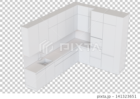 modern kitchen isolated on transparent background, home furniture, 3D illustration, cg render modern kitchen isolated on transparent background, home furniture, 3D illustration, cg render 141323651
