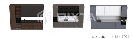modern kitchen isolated on transparent background, home furniture, 3D illustration, cg render modern kitchen isolated on transparent background, home furniture, 3D illustration, cg render 141323701