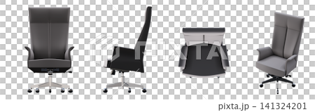 chair isolate on a transparent background, interior furniture, 3D illustration, cg render 141324201