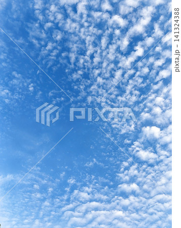 春の青空に広がるうろこ雲(巻積雲) 春の青空に広がるうろこ雲(巻積雲) 141324388