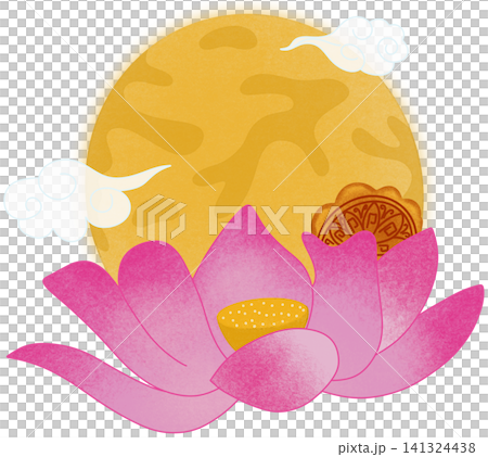 moon and pink lotus moon and pink lotus 141324438